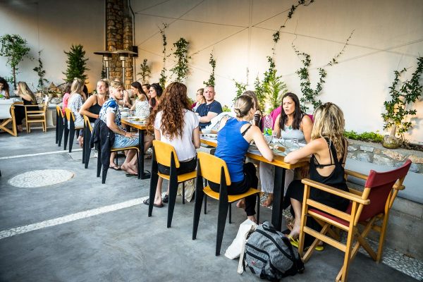 Dining area at Evia Silence retreat center