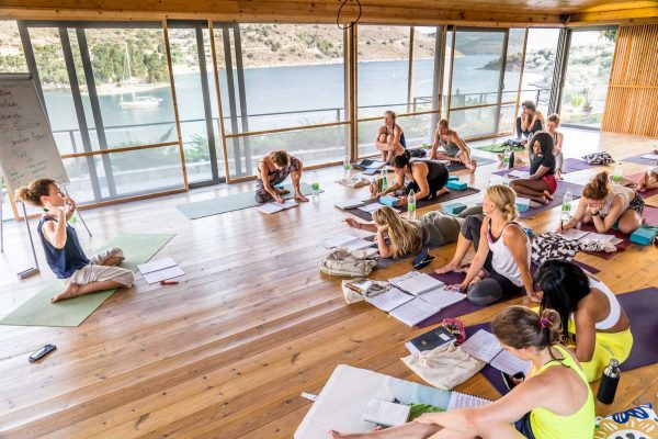 Theoretical class in the yoga teacher training Greece