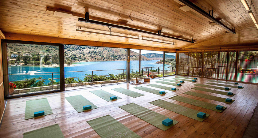 The yoga studio Evia Silence retreat center