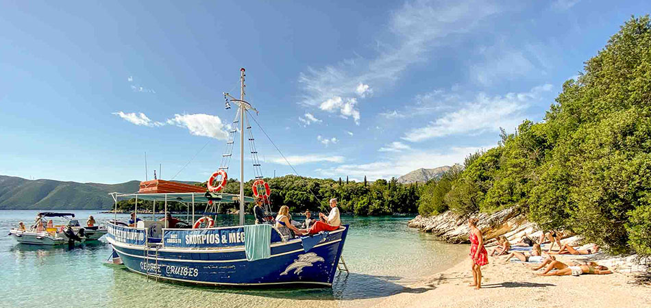 a boat with girls sunbathing in summer of 2020