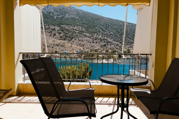 IMG_6075 (1) View from the balcony of a private room at Evia Silence Retreat Center on Evia Island, Greece.